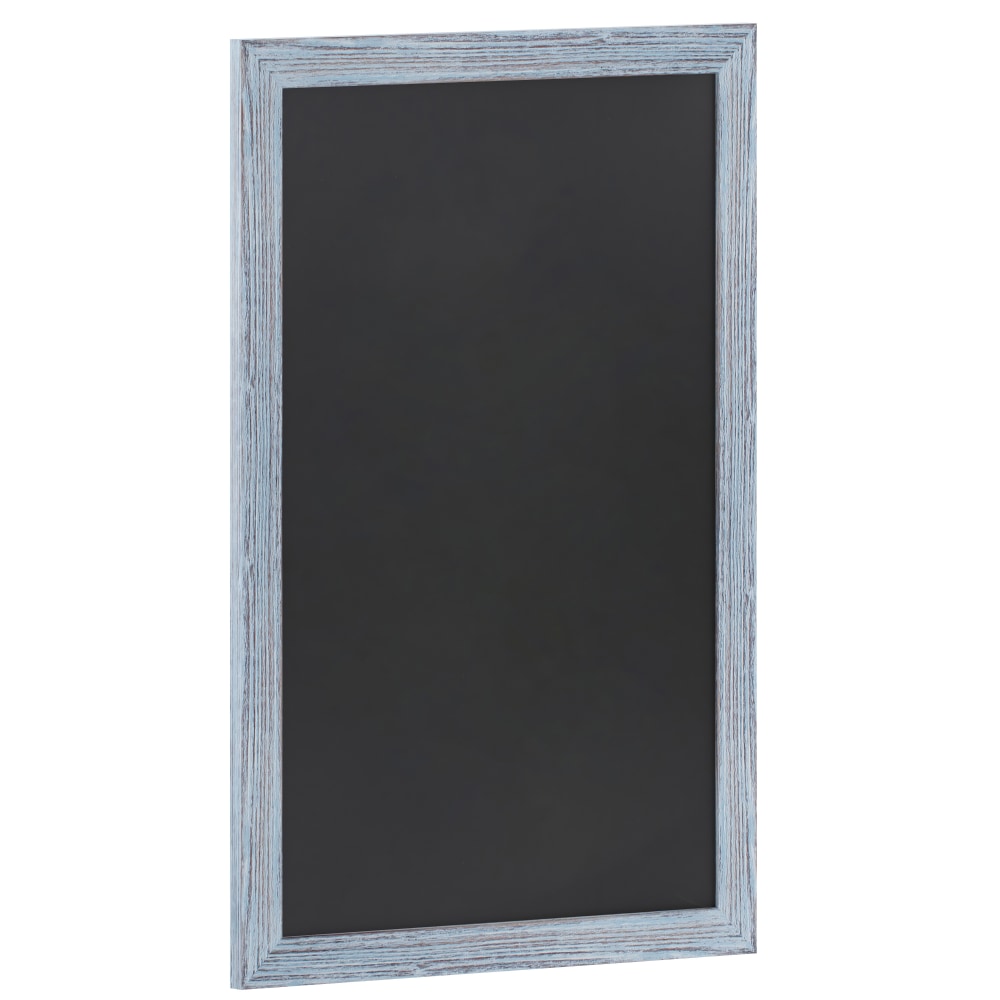 Flash Furniture Canterbury Wall-Mounted Magnetic Chalkboard Sign With Eraser, Porcelain Steel, 36inH x 24inW x 3/4inD, Blue Frame