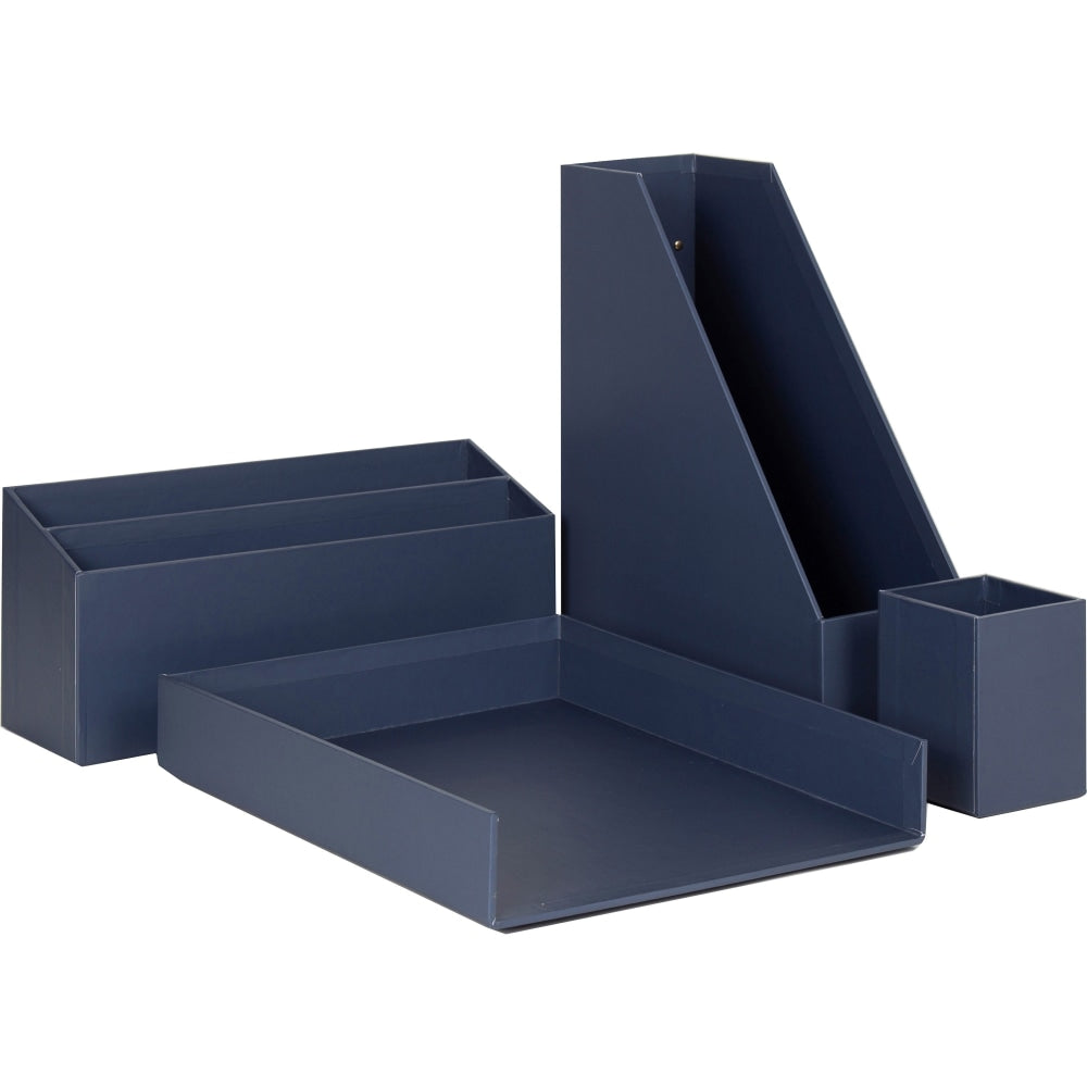 U Brands 4-Piece Desk Organization Kit, Navy