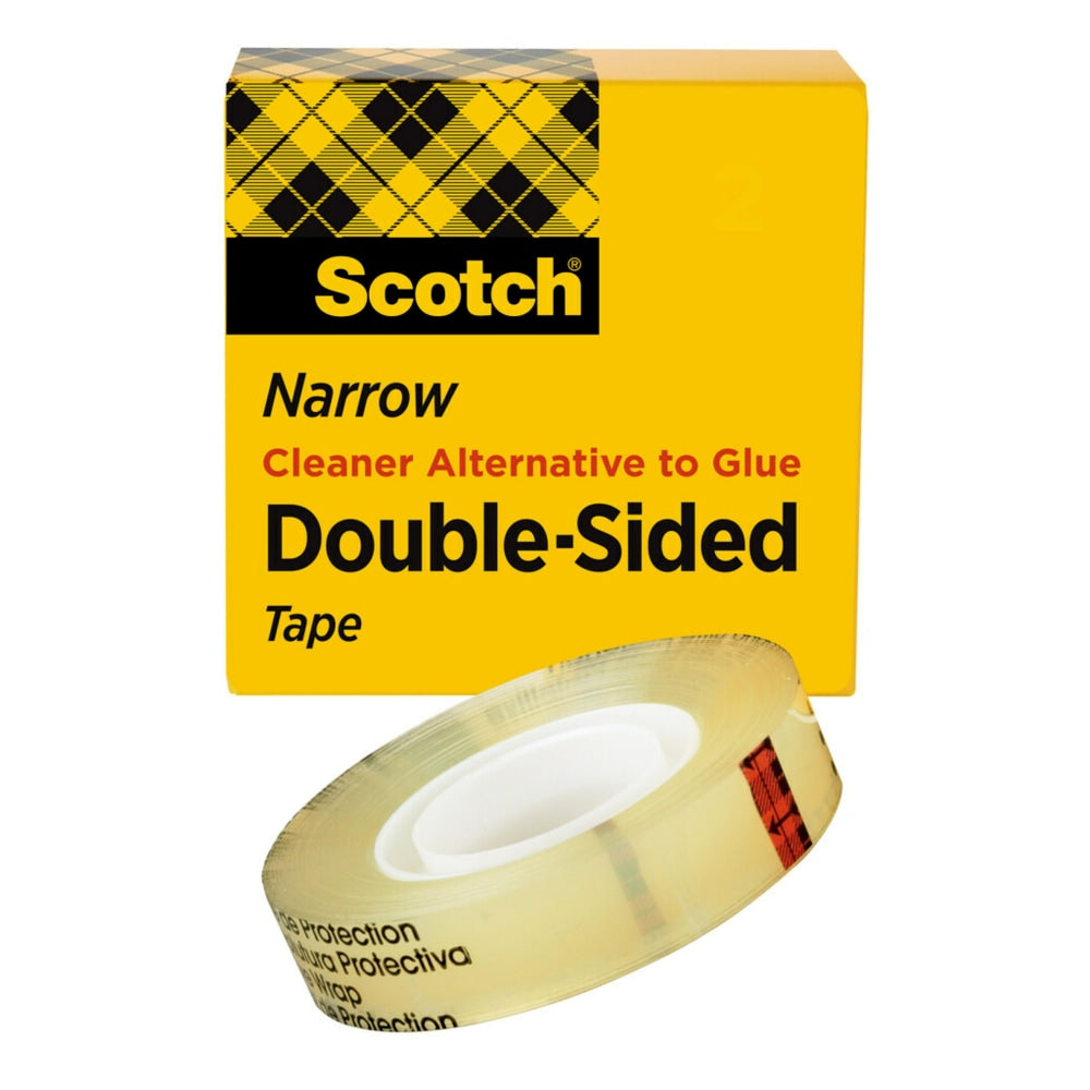 Scotch 665 Permanent Double-Sided Tape, 1/2in x 900in, Clear