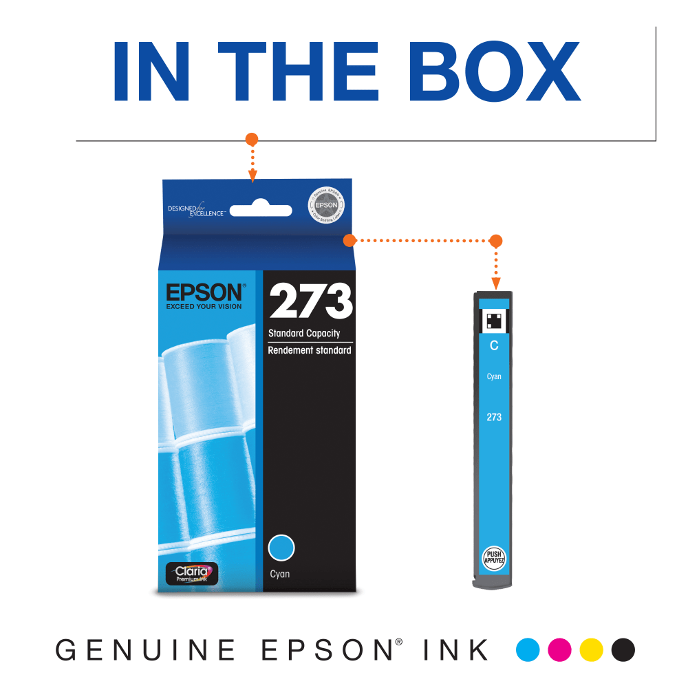 Epson 273 Claria Premium Cyan Ink Cartridge, T273220-S