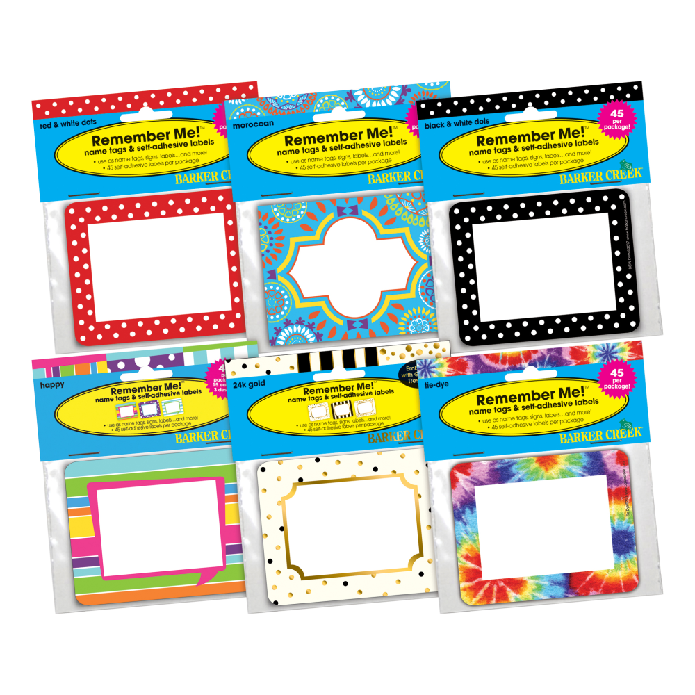 Barker Creek Curated Collection Name Tags, 3-1/2in x 2-3/4in, Set Of 270 Name Tags