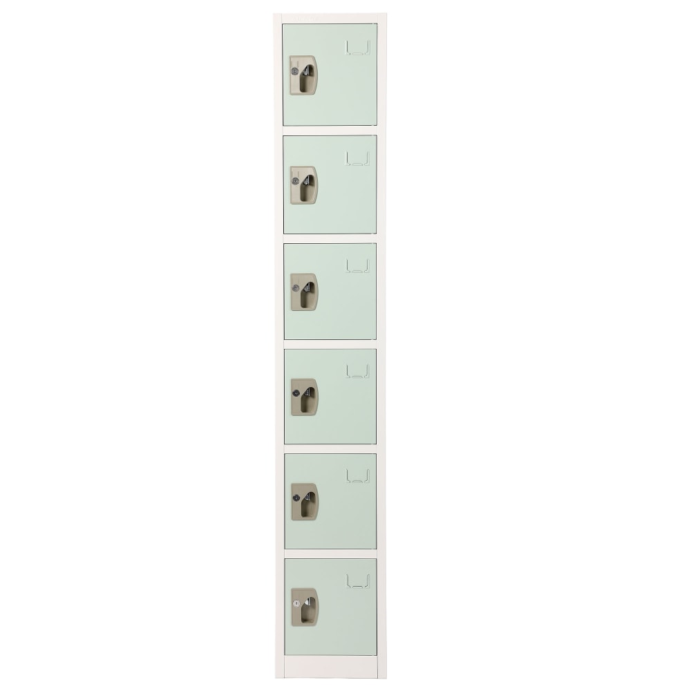 Alpine 6-Tier Steel Locker, 72inH x 12inW x 12inD, Misty Green