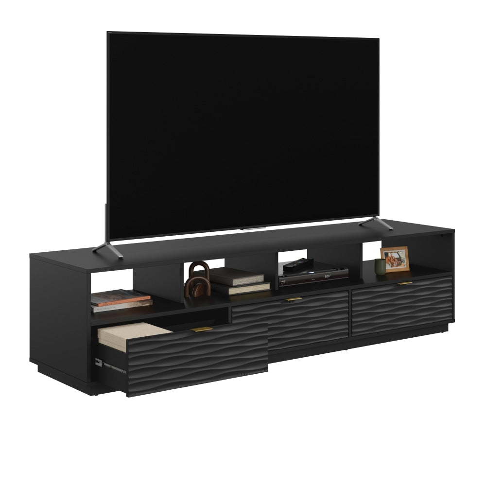 Sauder Morgan Main Entertainment Credenza with Drawers, 19-3/8inH x 80inW x 20inD, Black