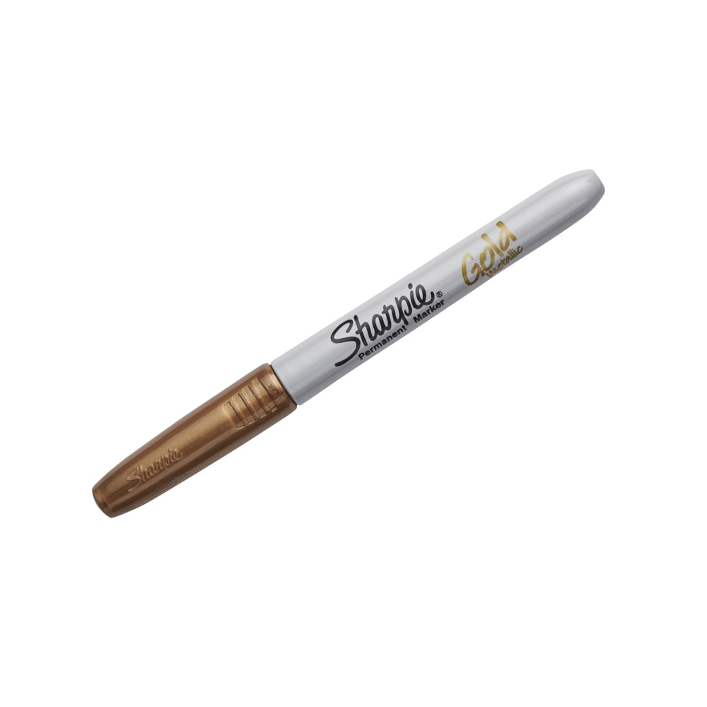 Sharpie Metallic Permanent Markers, Fine Point, Gold Ink, Pack Of 12