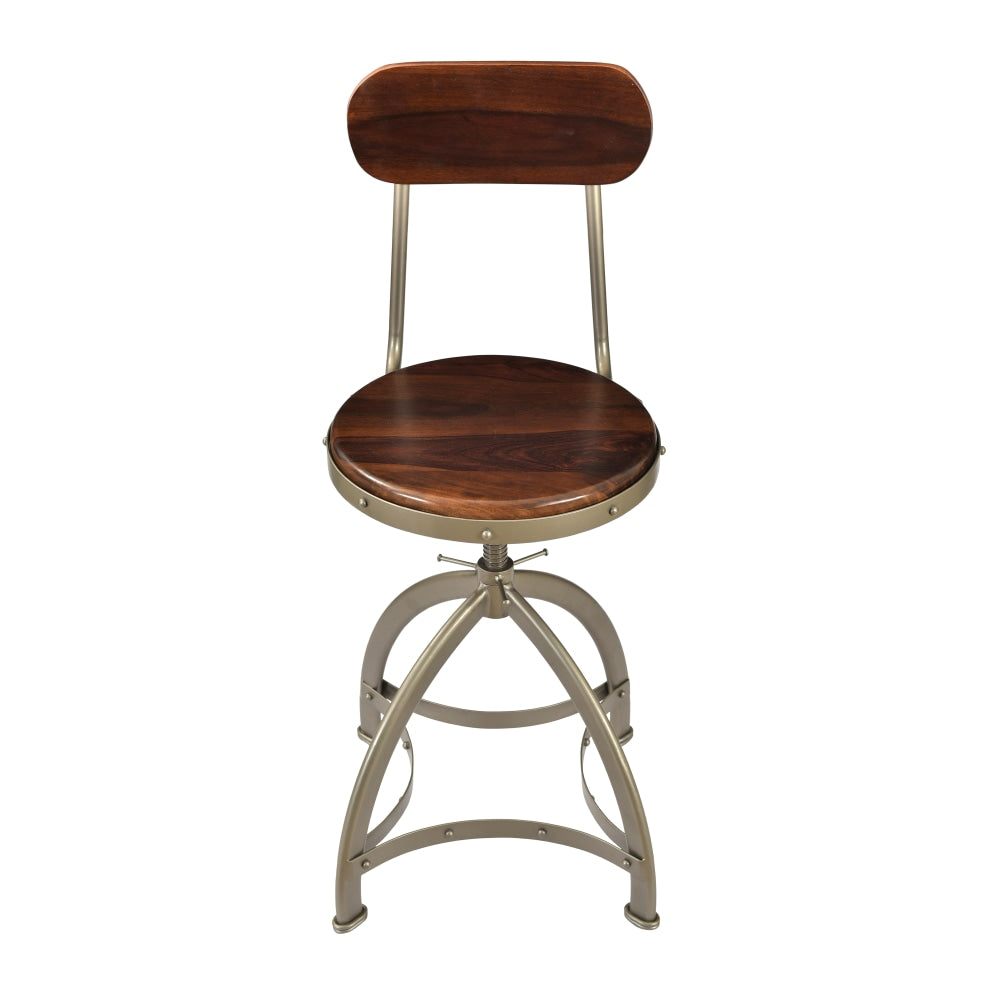 Coast to Coast Adjustable Accent Bar Stool, Honey Brown/Antique Silver