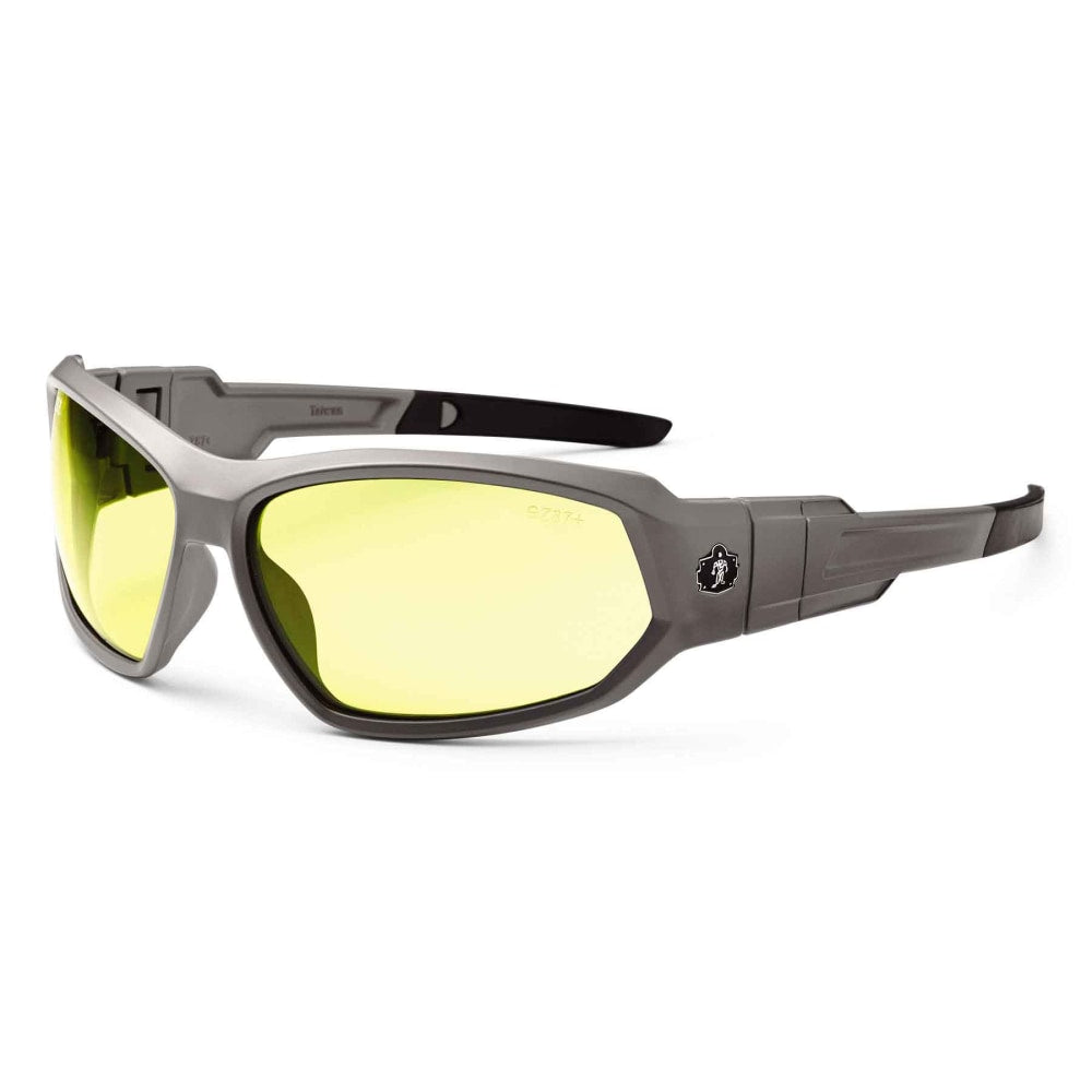 Ergodyne Skullerz Safety Glasses, Loki, Matte Gray Frame, Yellow Lens