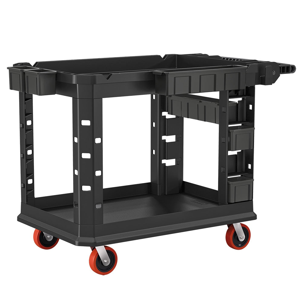 Suncast Commercial Heavy-Duty Plus 2-Shelf Utility Cart, 34-13/16inH x 26-1/2inW x 48-3/4inD, Gray