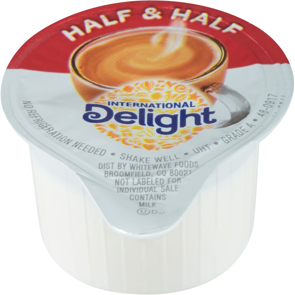 International Delight Half-And-Half Liquid Coffee Creamer Single-Serve Tubs, Original Flavor, 0.304 Oz, Box Of 180 Tubs