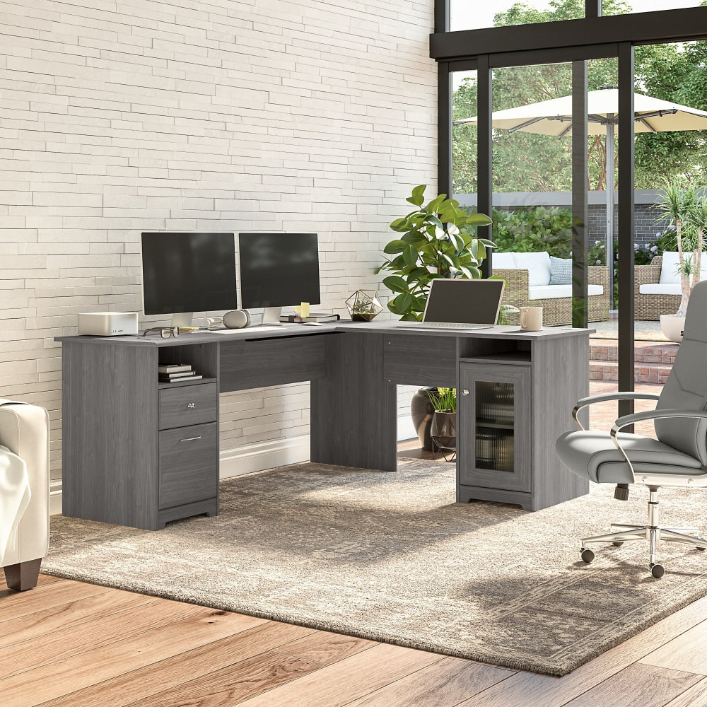 Bush Furniture Cabot 72inW L-Shaped Computer Desk With Storage, Modern Gray, Standard Delivery