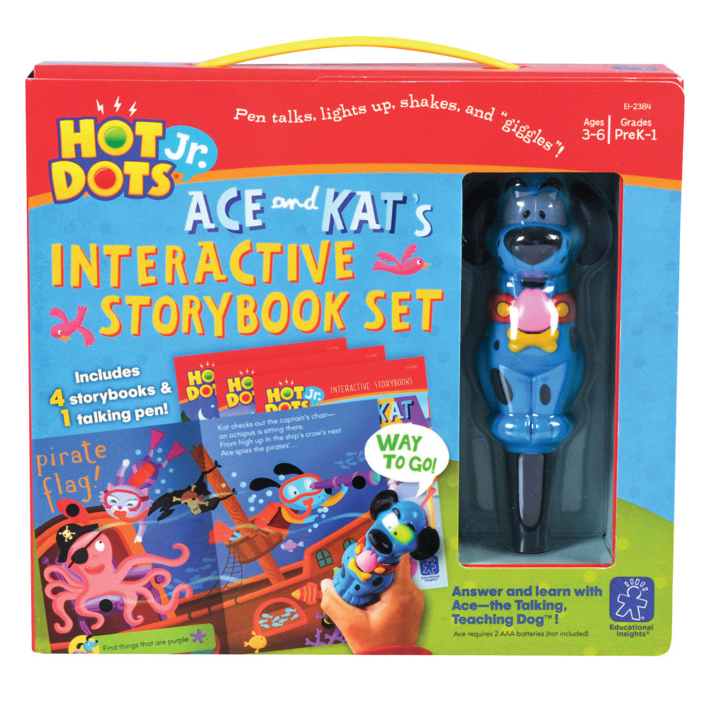 Educational Insights Hot Dots Jr. Interactive Storybooks - 4 Book Set with Ace-the Talking, Teaching Dog Pen