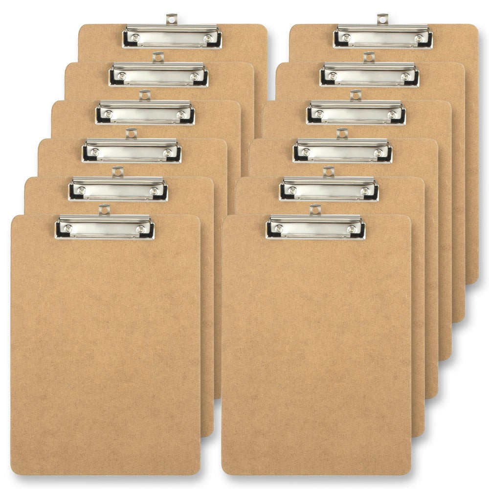 Office Depot Brand Wood Clipboards, 9in x 12-1/2in, 100% Recycled Wood, Light Brown, Pack Of 12 Clipboards