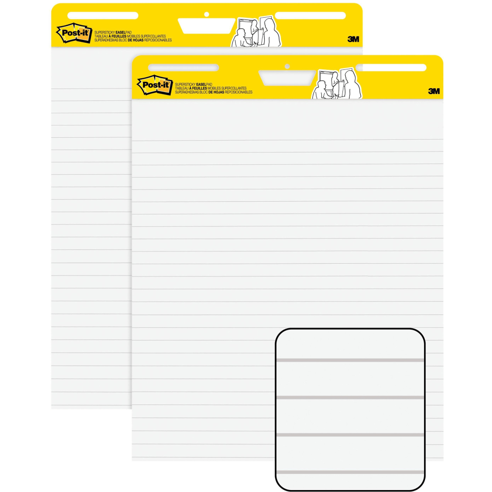 Post-it Super Sticky Lined Easel Pads, 25in x 30in, 30 Sheets per Pad, White, Pack of 2 Pads