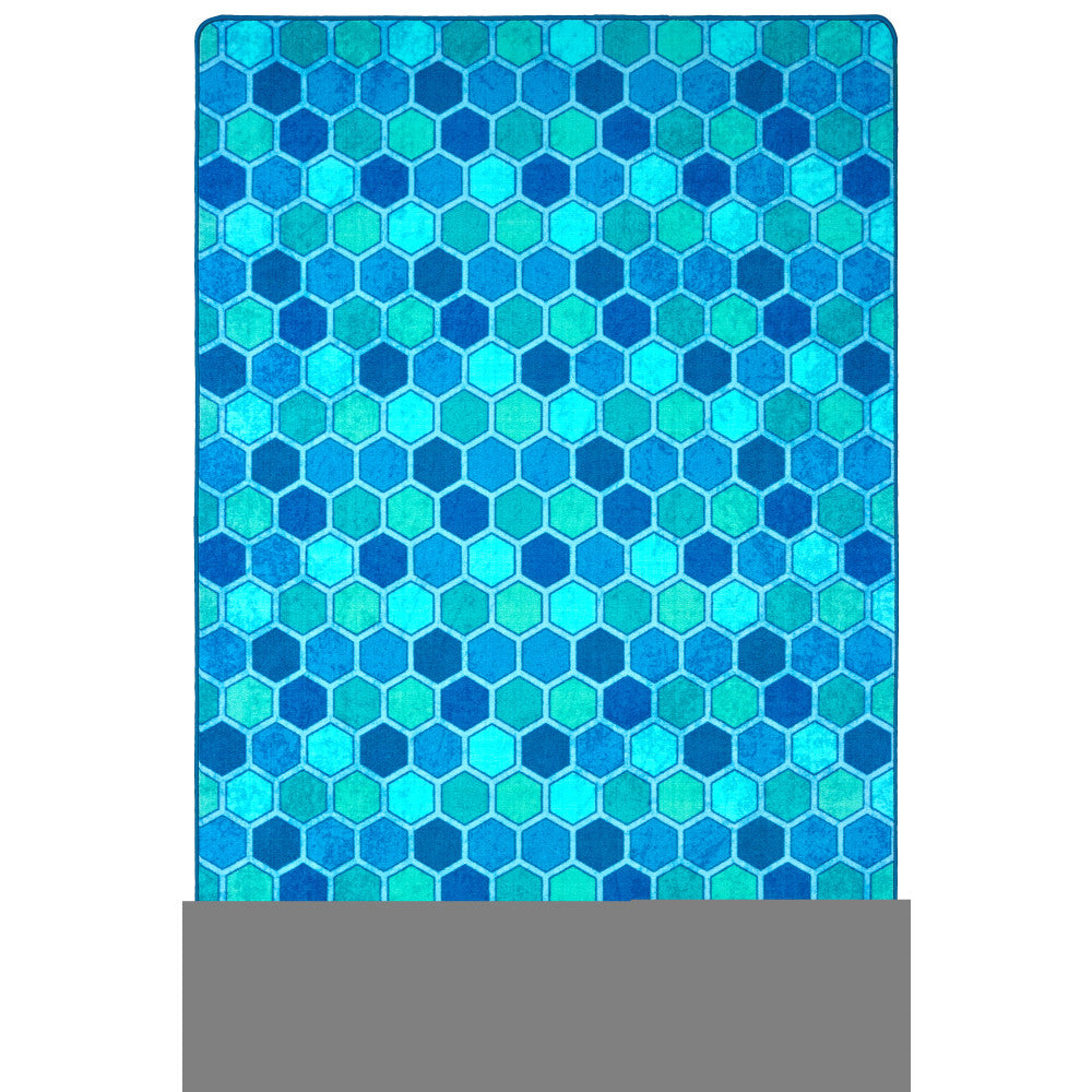 Carpets for Kids Pixel Perfect Collection Honeycomb Pattern Activity Rug, 4ft x 6ft, Blue