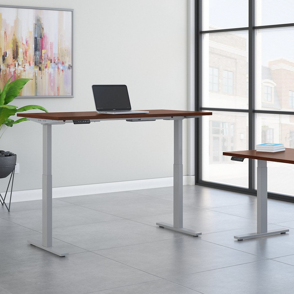 Bush Business Furniture Move 60 Series Electric 72inW x 30inD Height Adjustable Standing Desk, Hansen Cherry/Cool Gray Metallic, Standard Delivery