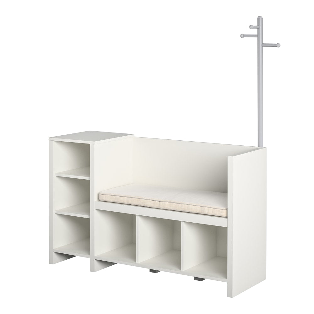 Ameriwood Home Tyler Storage Bench And Coat Rack, White