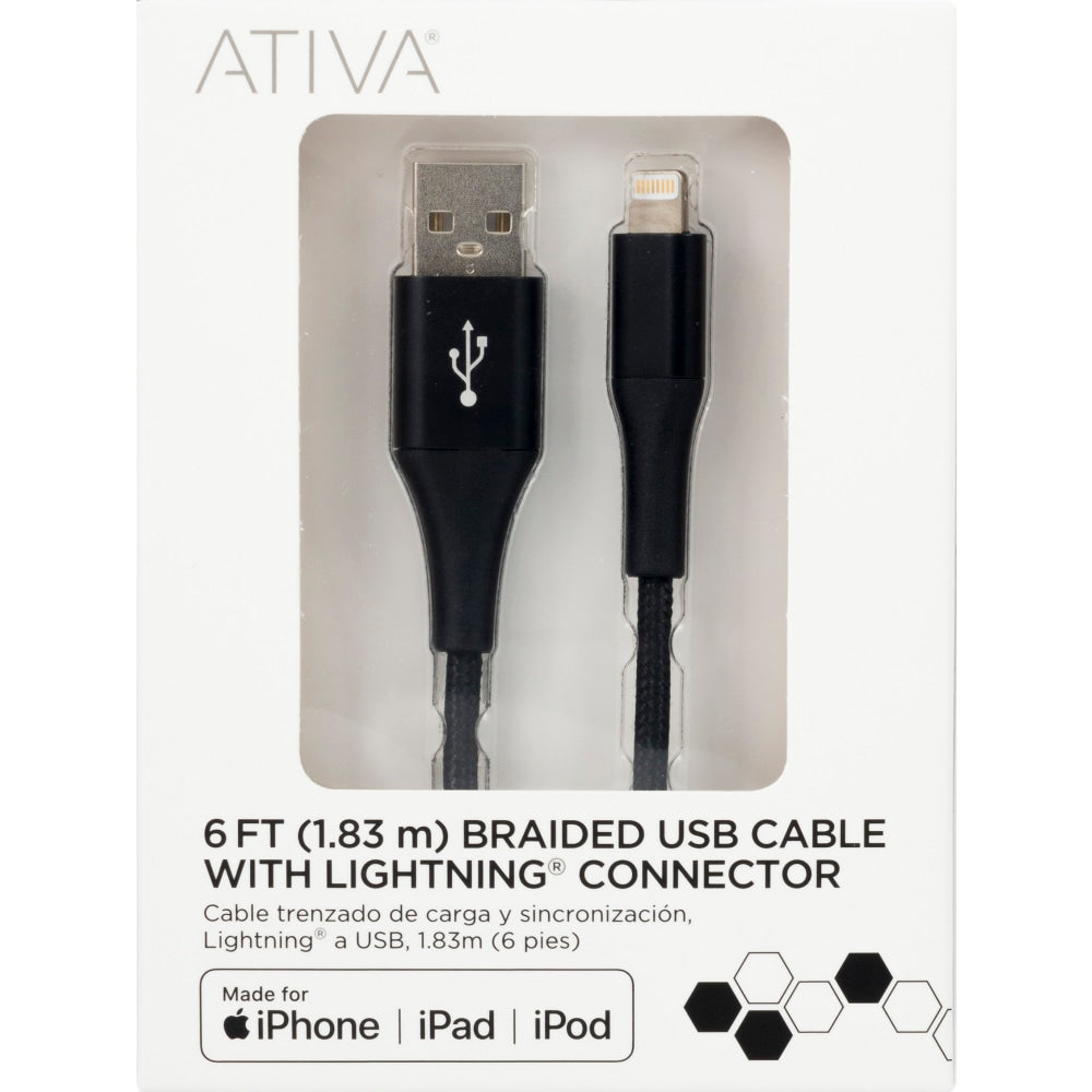 Ativa Lightning Cable, 6ft, Black, 45381