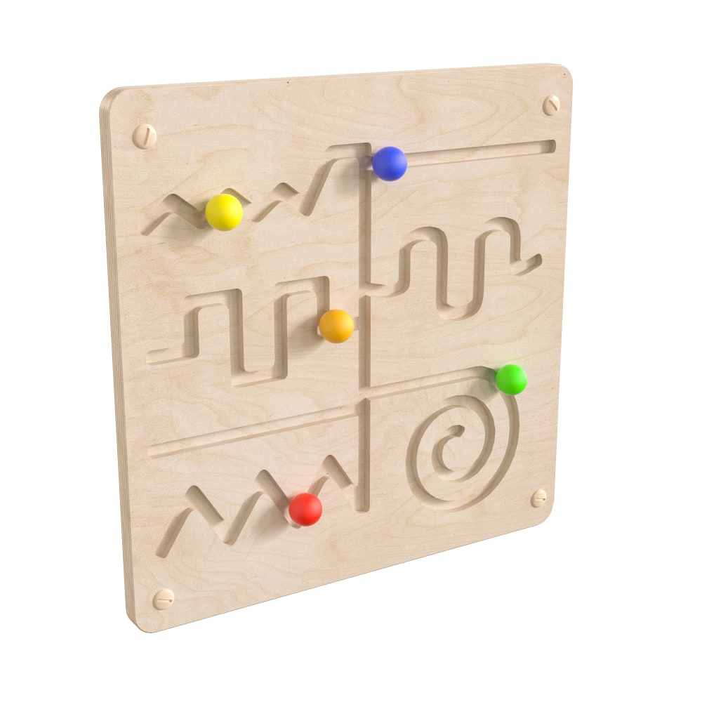 Flash Furniture Bright Beginnings Commercial Grade Wooden Maze Motor Skills STEAM Wall Accessory Board, Beech