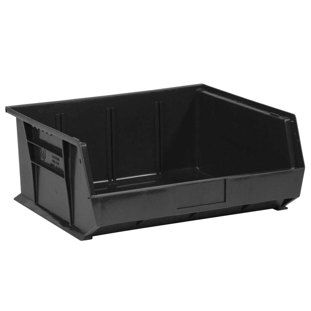 Partners Brand Plastic Stack & Hang Bin Boxes, Medium Size, 14 3/4in x 16 1/2in x 7in, Black, Pack Of 6