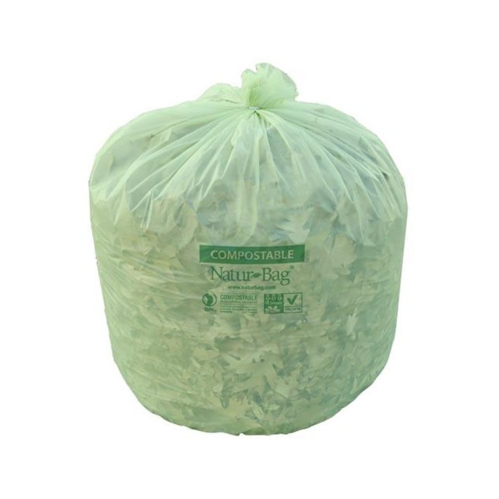 Natur Bag Compostable Trash Liners, 33 Gallons, Green, 25 Bags Per Roll, Case Of 8 Rolls