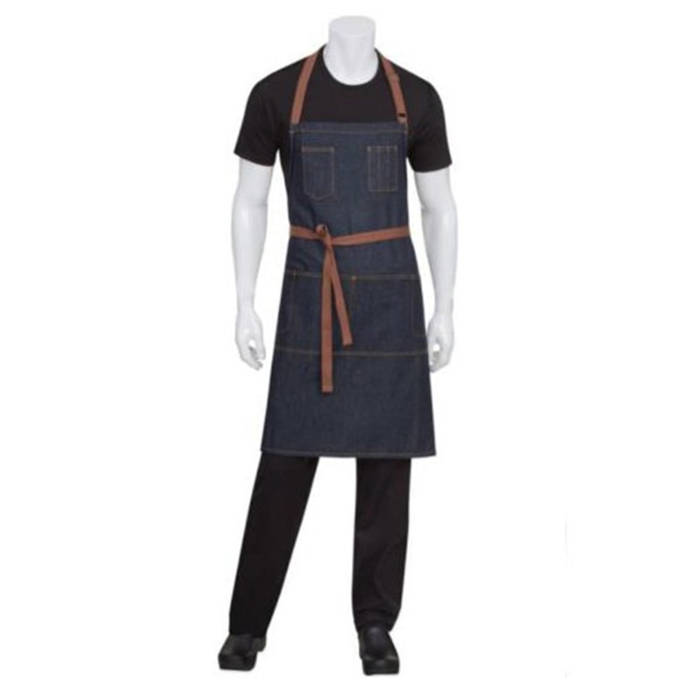 Chef Works Memphis Denim Bib Apron, Indigo Blue, One Size