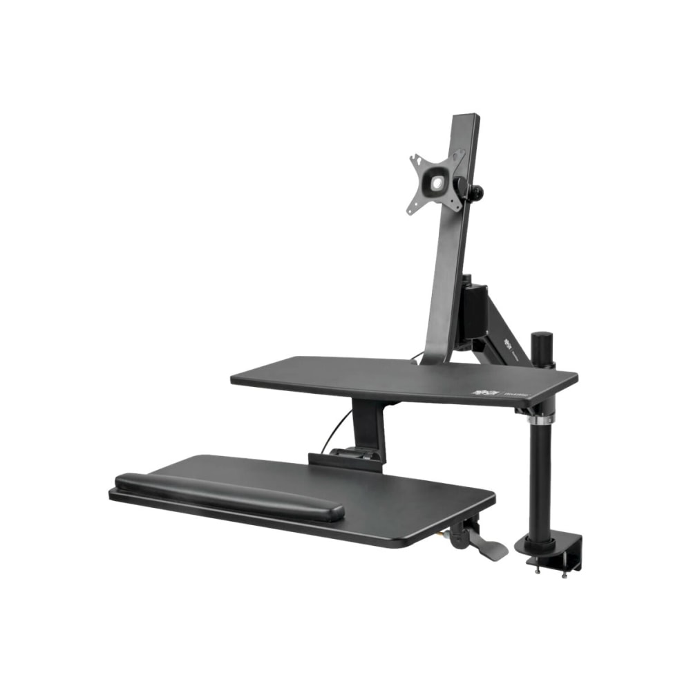 Tripp Lite 24inW Sit Stand Desktop Workstation Standing Desk With Single Monitor Clamp, Black