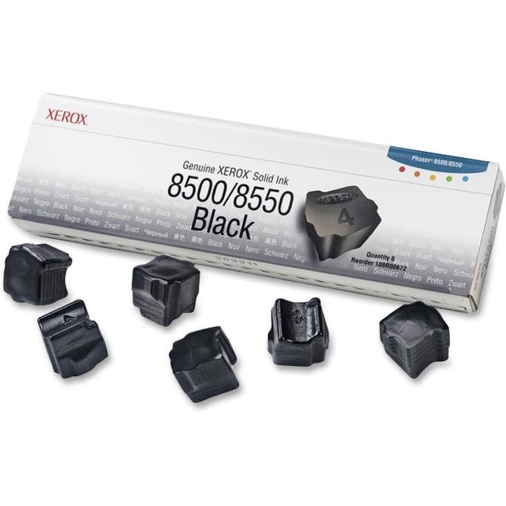 Xerox 8500 Phaser Black Solid Ink, Pack Of 6, 108R00672