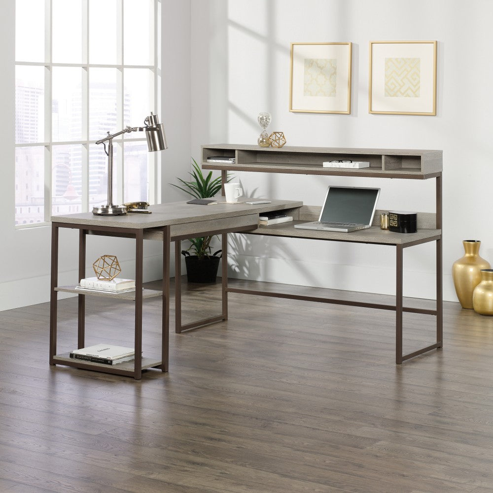 Sauder Manhattan Gate 61inW L-Shape Computer Desk With Wireless Charger, Mystic Oak