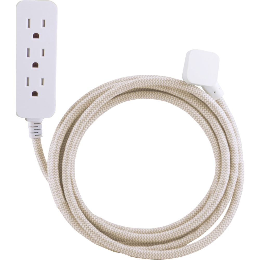 Cordinate 3 Outlet Extension Cord with Surge Protection, 10ft Braided Cord, Brown/White, 37916