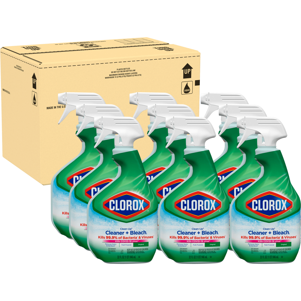 Clorox Clean-Up All Purpose Cleaner With Bleach Spray Bottle, 32 Oz, Pack Of 9