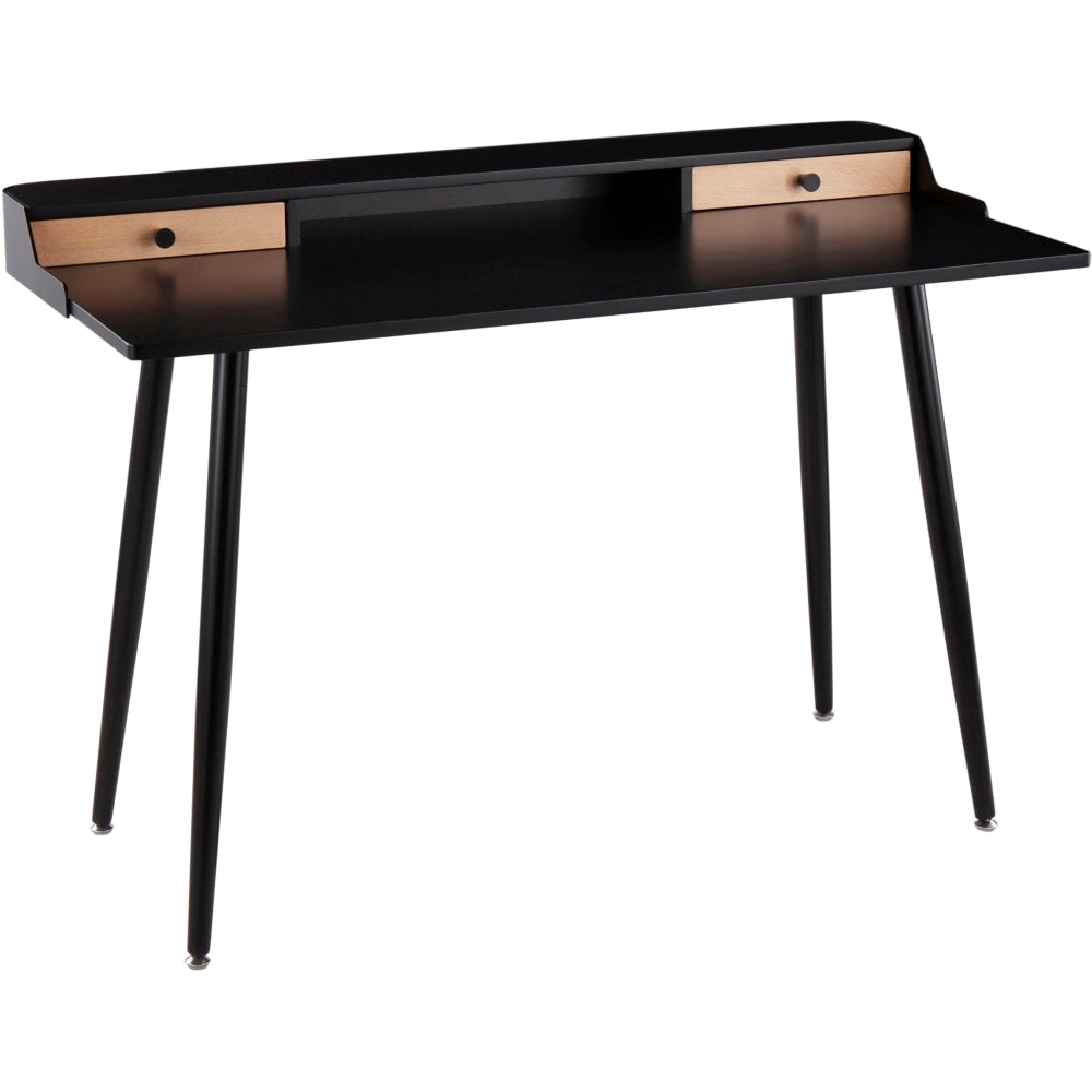 LumiSource Harvey 48inW Dark Finish Computer Desk, Black/Natural