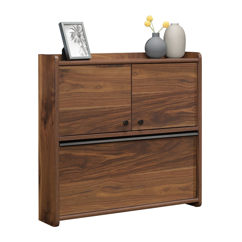 Sauder Harvey Park 29inW Wall Mounted Desk, Grand Walnut