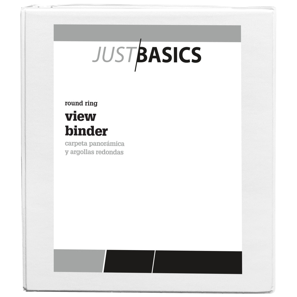 Just Basics View 3-Ring Binder, 1in Round Rings, White, Pack Of 12