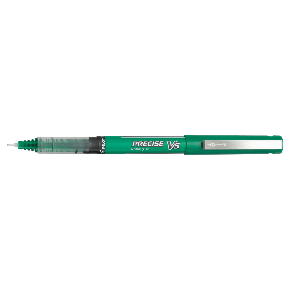 Pilot Precise V5 Rollerball Pens, Extra-Fine Point, Green Ink, Pack Of 12 Pens