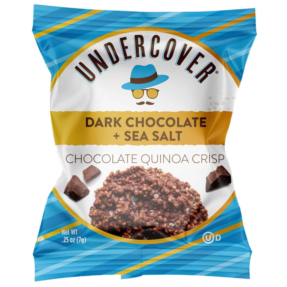 Undercover Snacks Quinoa Crisps, Dark Chocolate And Sea Salt, 0.25 Oz, Case Of 125 Bags