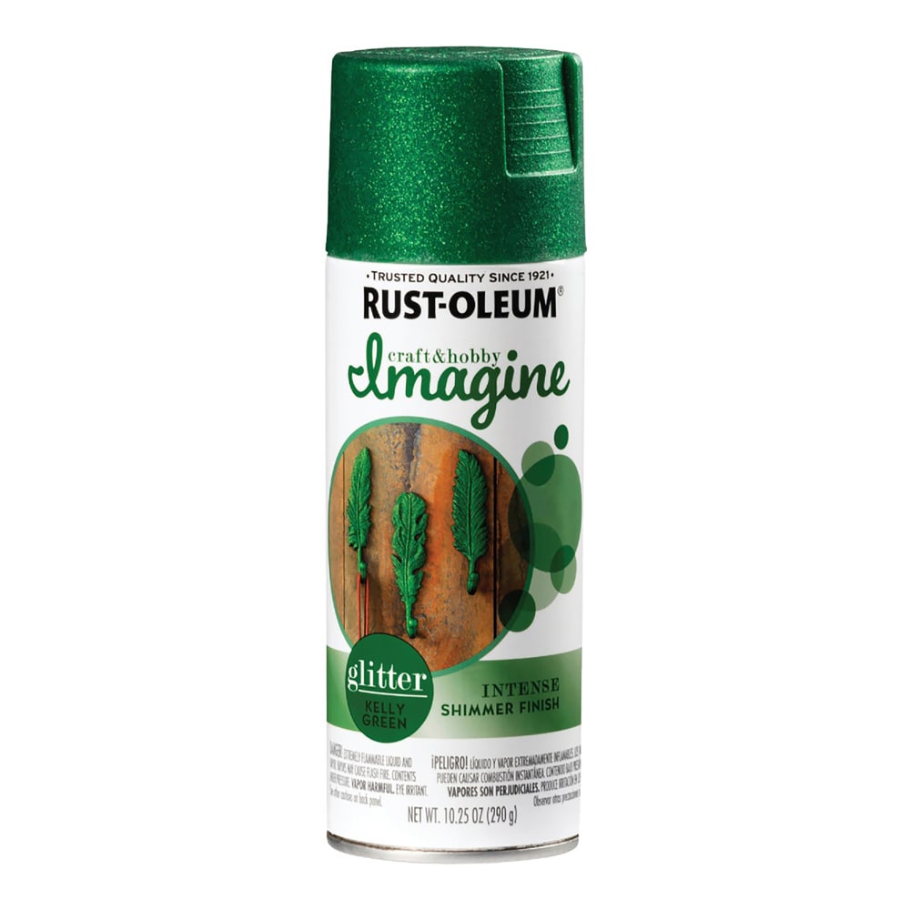 Rust-Oleum Imagine Craft and Hobby Glitter Spray Paint, 10.25 Oz, Kelly Green, Pack Of 4 Cans