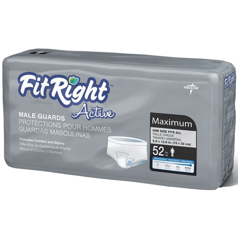 FitRight Active Male Guards, 6in x 11in, White, Bag Of 52