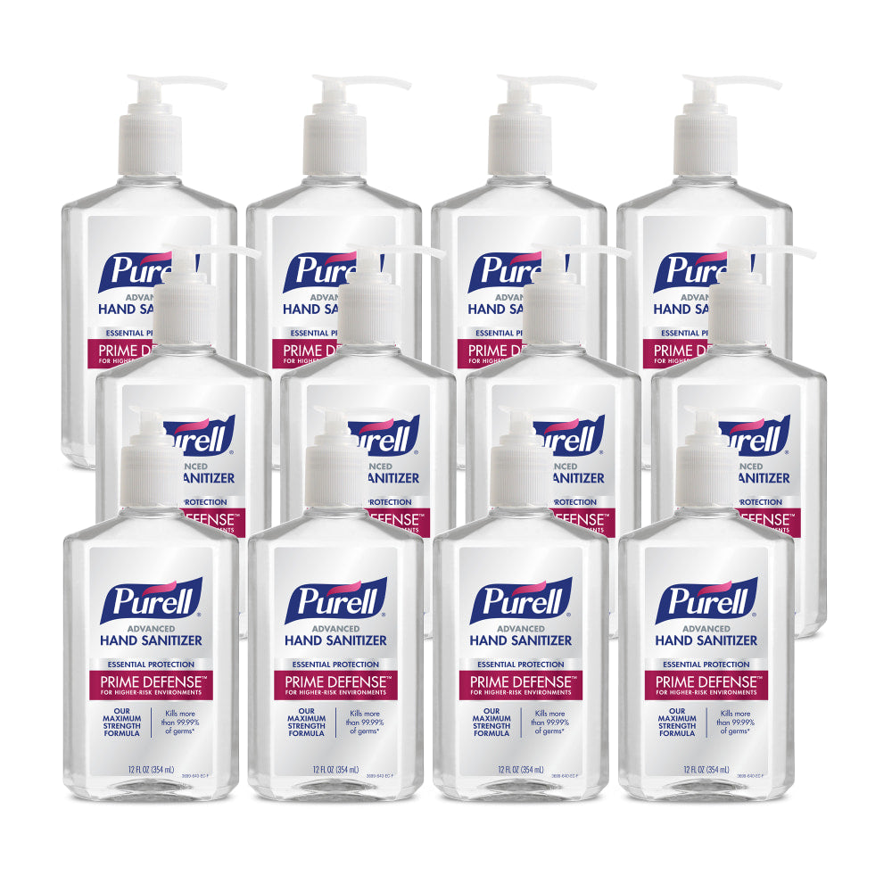 PURELL PRIME DEFENSE Advanced Hand Sanitizer, 12 fl oz Pump Bottle, Case of 12 Bottles