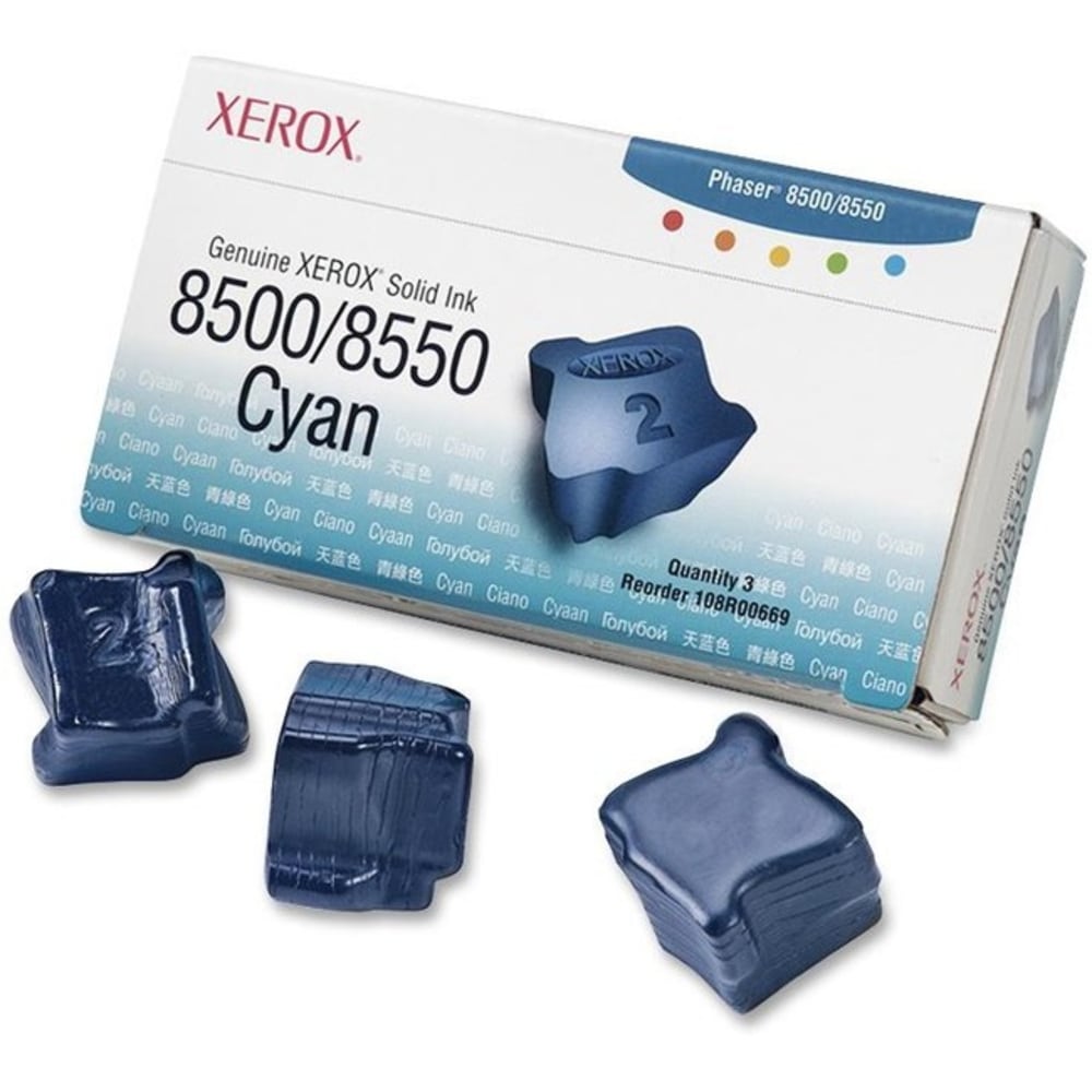 Xerox 8500 Phaser Cyan Solid Ink, Pack Of 3, 108R00669