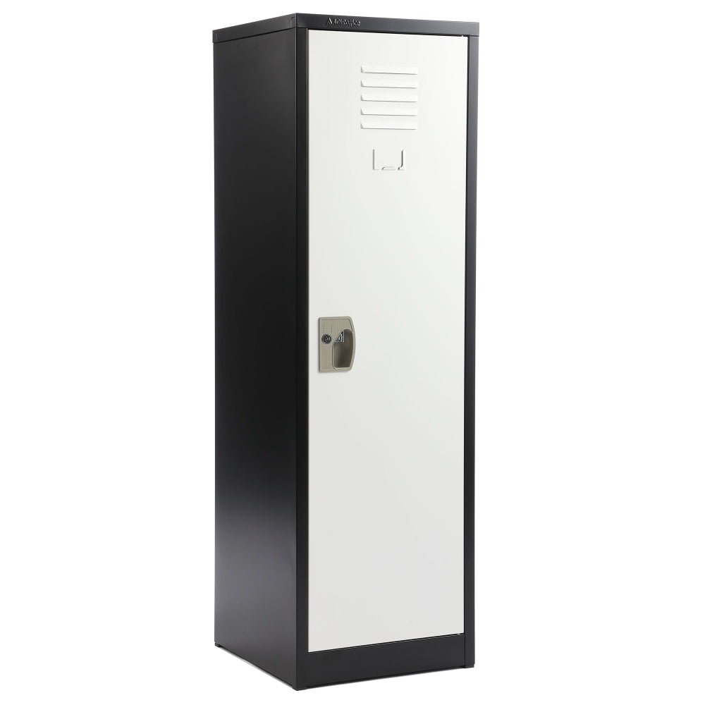 Alpine 1-Tier Steel Lockers, 48inH x 15inW x 15inD, Black/White, Set Of 2 Lockers