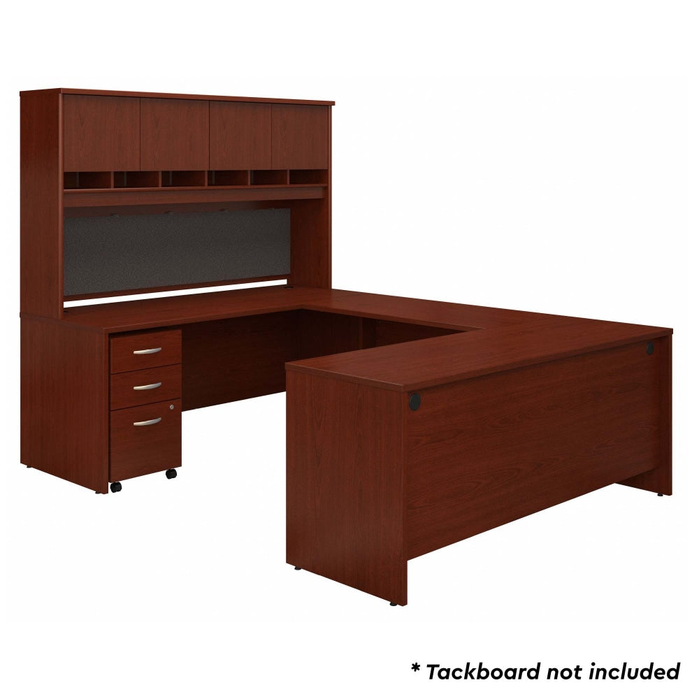 Bush Business Furniture 72inW U-Shaped Corner Desk With Hutch And Storage, Mahogany, Standard Delivery