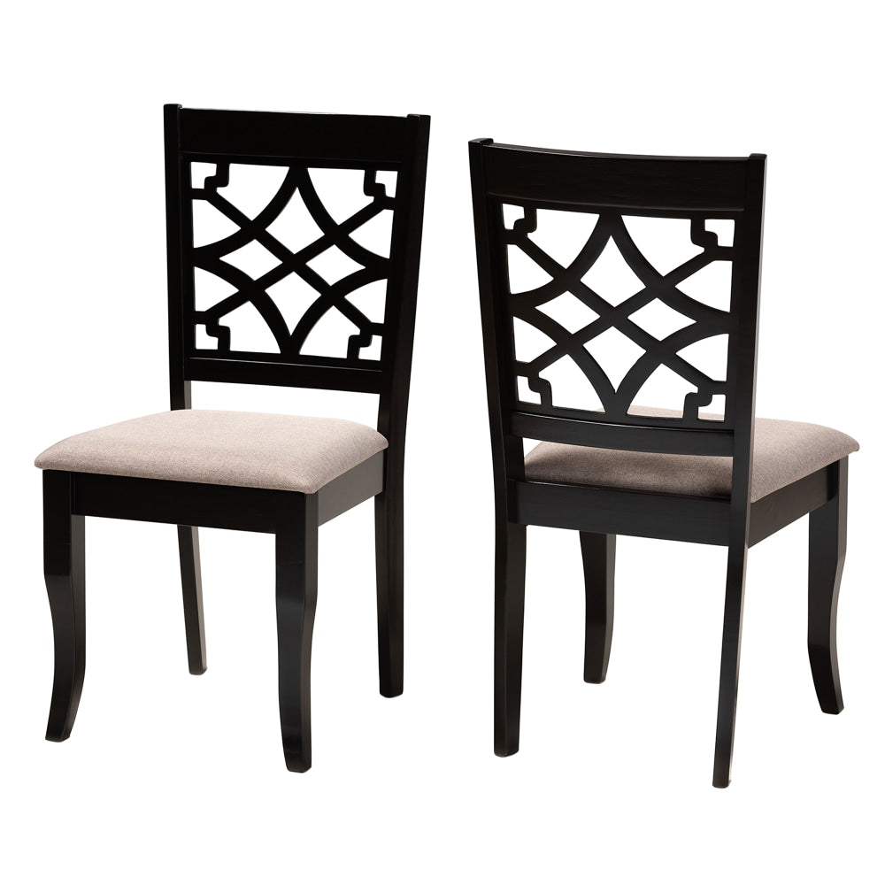 Baxton Studio Mael Dining Chairs, Sand/Espresso Brown, Set Of 2 Dining Chairs