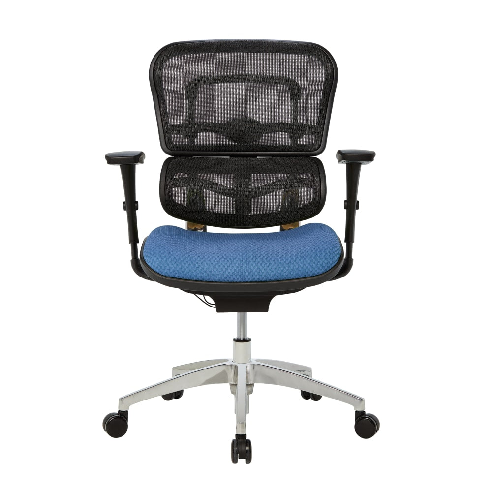 WorkPro 12000 Series Ergonomic Mesh/Premium Fabric Mid-Back Chair, Black/Sky, BIFMA Compliant