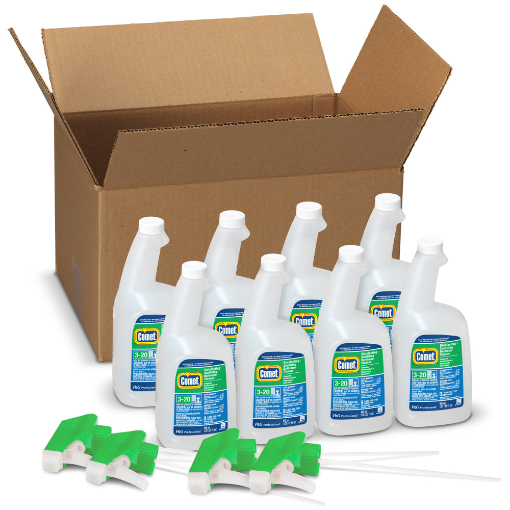 Comet Disinfecting Bathroom Cleaner, 32 Oz, 4 Spray Triggers Per Case, Case Of 8 Bottles