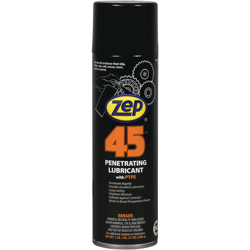 Zep Professional 45 Penetrating Lubricant With PTFE, 17 Oz, Pack Of 12 Cans