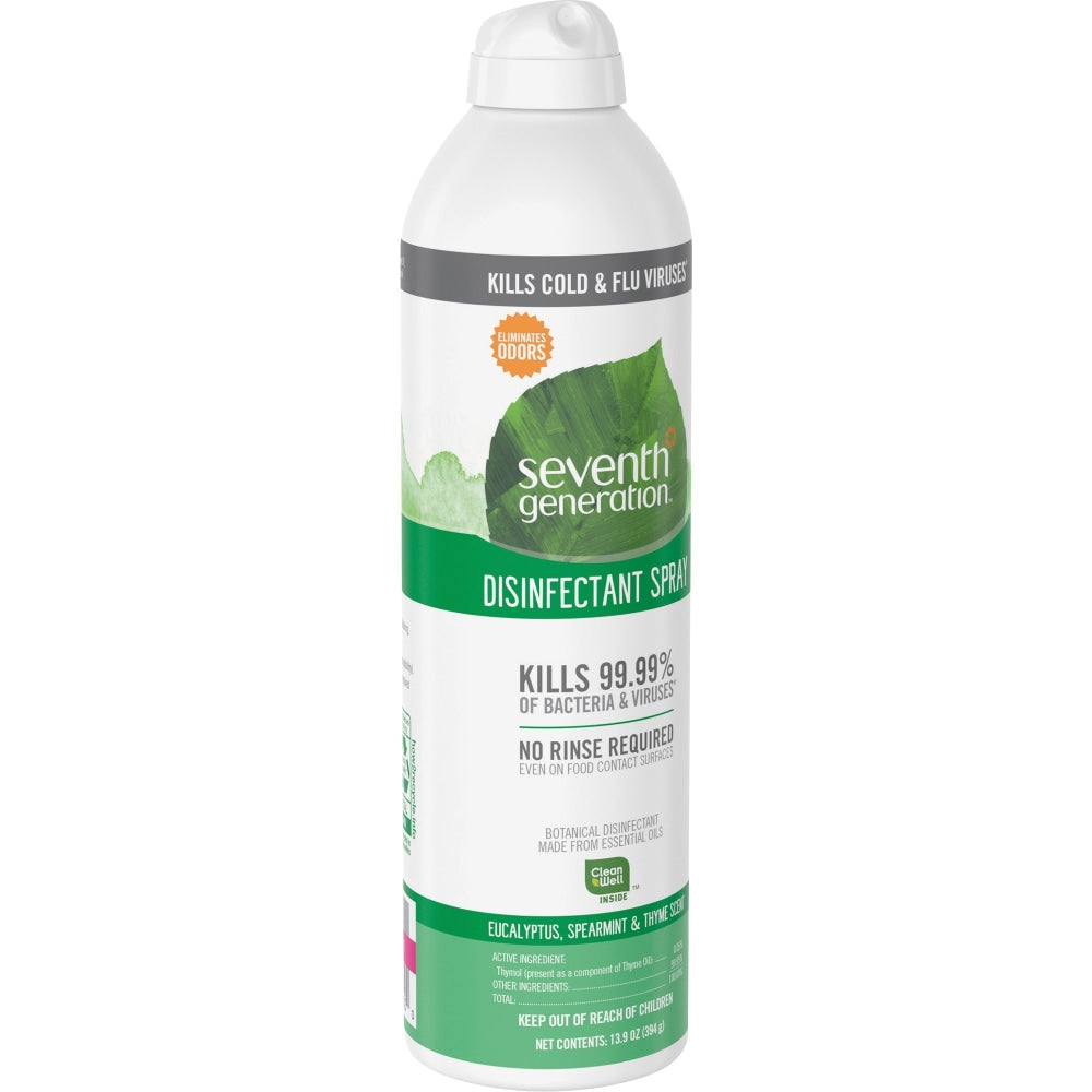 Seventh Generation Disinfectant Cleaner - Spray - 13.9 fl oz (0.4 quart) - Eucalyptus Spearmint & Thyme Scent - 8 / Carton - Clear