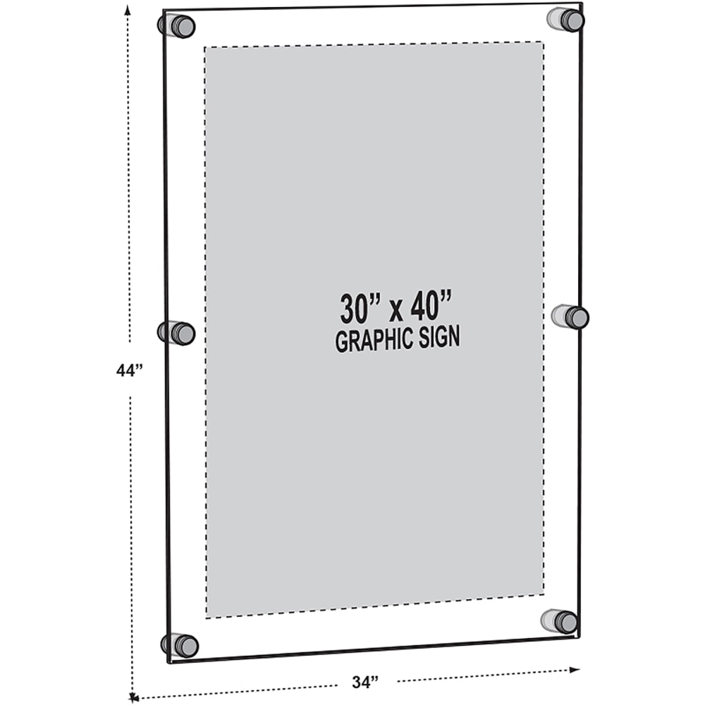 Azar Displays Standoff Acrylic Sign Holder, 44inH x 34inW x 1/4inD, Clear