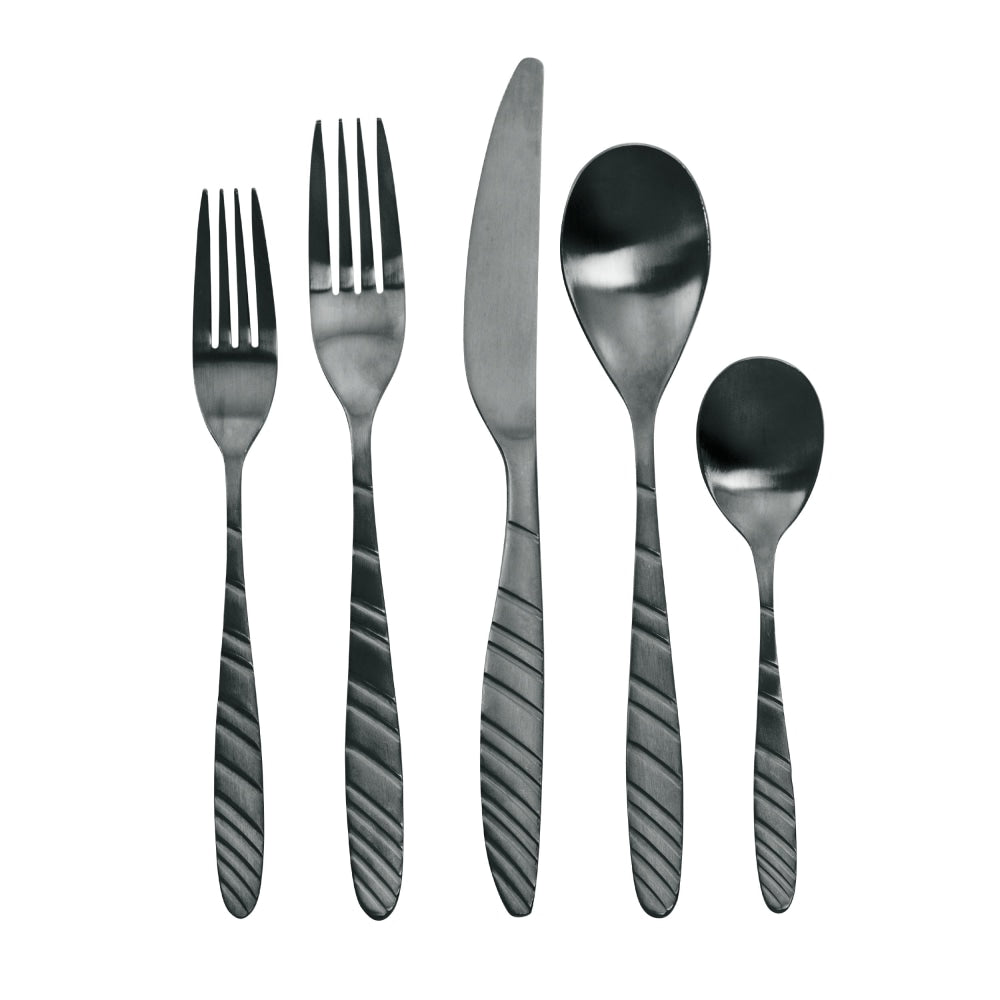 MegaChef La Vague 20-Piece Stainless-Steel Flatware Set, Matte Black