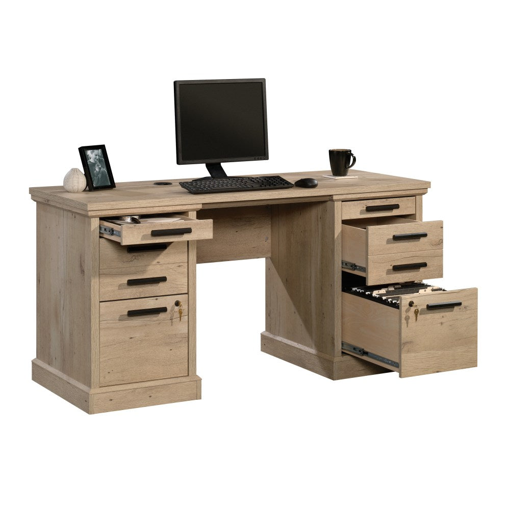 Sauder Maso Peak 60inW Commercial Credenza Computer Desk, Prime Oak