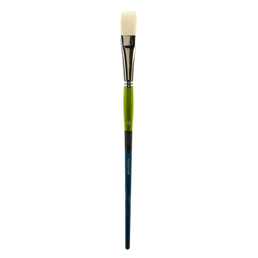 Princeton Snap Paint Brush, Series 9800, Size 12, Bright, White Taklon, Synthetic, Multicolor