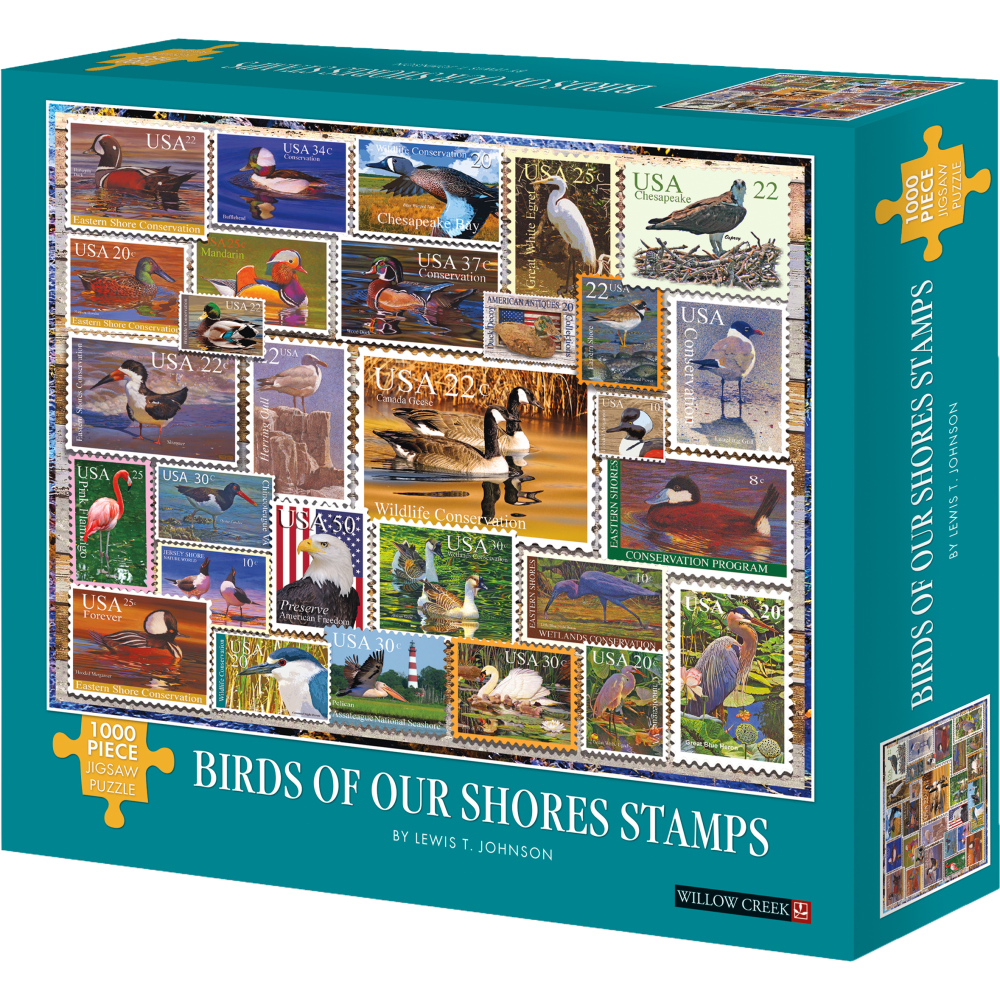 Willow Creek Press 1,000-Piece Puzzle, Birds of Our Shores Stamps